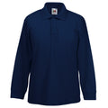 Dunkles Marineblau - Front - Fruit of the Loom Kinder Polo Shirt, Langarm (2 Stück-Packung)