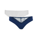 Marineblau-Weiß - Front - Gorgeous - Slips Stickerei-Detail für Damen (2er-Pack)