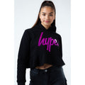 Schwarz-Pink - Lifestyle - Hype - "Holo" Hoodie zum Überziehen, kurz geschnitten für Mädchen