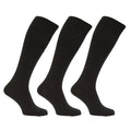 Schwarz - Front - Herren Socken - Kniestrümpfe, lang, mit Lammwoll-Anteil, 3er-Pack