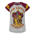 Grau-Kastanie - Front - Harry Potter offizielles Mädchen Gryffindor Quidditch Team Captain T-Shirt