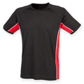 Schwarz-Rot-Weiß - Front - Finden & Hales Kinder Performance Panel Sport T-Shirt