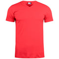 Rot - Front - Clique - "Basic" T-Shirt V-Ausschnitt für Herren-Damen Unisex