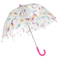 Einhorn-Regenbogen - Front - X-Brella Kinder Regenschirm mit Einhorn- und Regenbogenmuster, Transparent