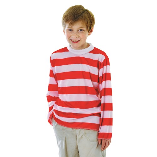 Front - Bristol Novelty Kinder Top Rot/Weiß Streifen