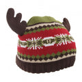 Front - FLOSO Kinder Winter Beanie Mütze Moose mit Geweih