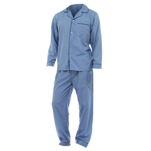 Front - Herren Schlafanzug / Pyjama, Langarm, unifarben