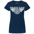 Front - Captain America Damen Civil War Team Cap Distress T-Shirt