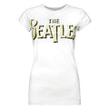 Front - Amplified Damen T-Shirt The Beatles, Logo, Weiß