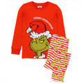 Front - The Grinch - Schlafanzug Langes Bein für Kinder - weihnachtliches Design Langärmlig