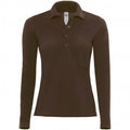Front - B&C Damen Polo Shirt Safran Langarm