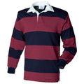 Front - Front Row Rugby Polo-Shirt, langärmlig, gestreift