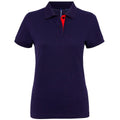 Front - Asquith & Fox Damen Kurzarm Kontrast Polo Shirt