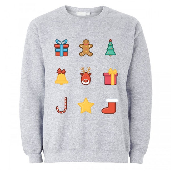 Front - The T-Shirt Factory Herren-Weihnachtspullover Christmas Emoji Icons
