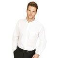 Weiß - Side - Absolute Apparel Herren Langarm Oxford Shirt