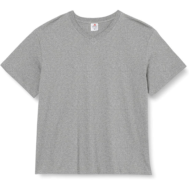 Grau meliert - Front - Stedman Herren T-Shirt mit V-Ausschnitt