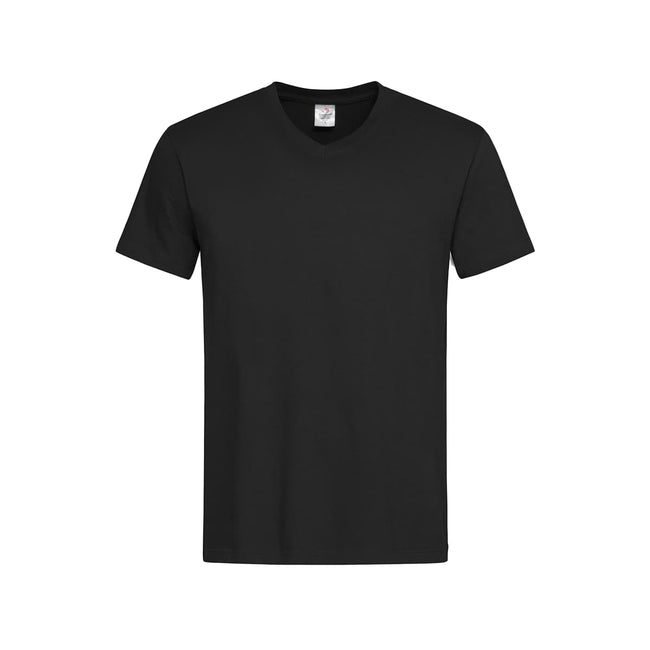 Schwarz - Front - Stedman Herren T-Shirt mit V-Ausschnitt