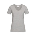Grau meliert - Front - Stedman Damen Classic T-Shirt mit V-Ausschnitt