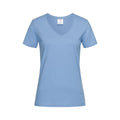Hellblau - Front - Stedman Damen Classic T-Shirt mit V-Ausschnitt