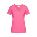 Rosa - Front - Stedman Damen Classic T-Shirt mit V-Ausschnitt