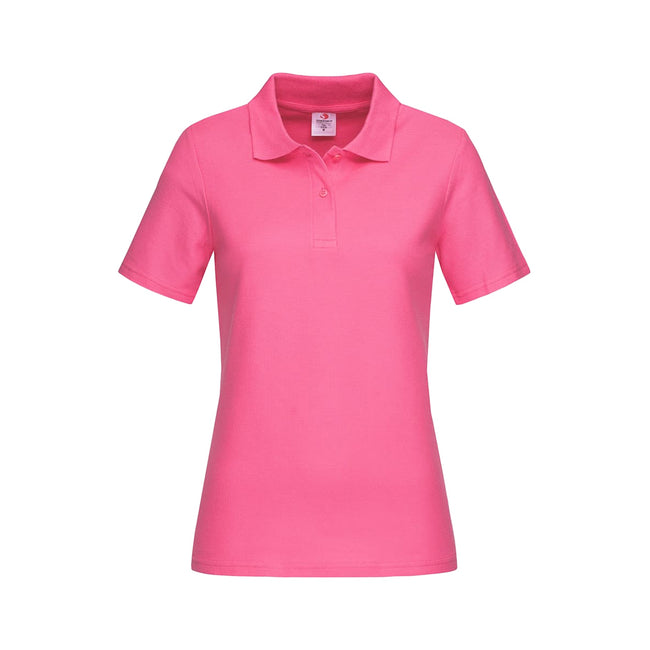 Pink - Front - Stedman Damen Poloshirt aus Baumwolle