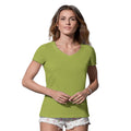 Olivgrün - Back - Stedman Damen T-Shirt Janet mit V-Ausschnitt