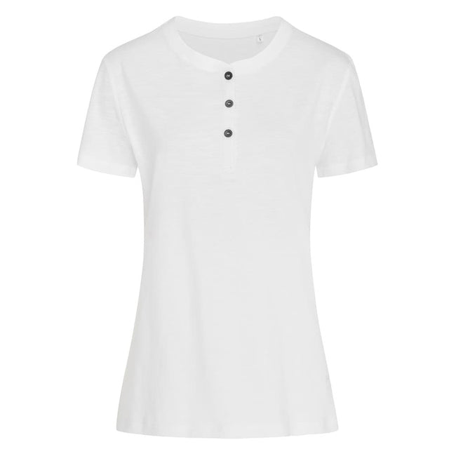 Weiß - Front - Stedman Sharon Damen Henley T-Shirt