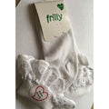 Weiß - Back - Mädchen Socken mit Rüschen und Blumen Design (3er Packung)