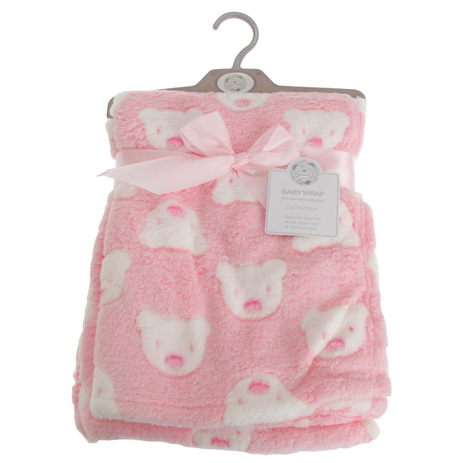 Pink - Front - Snuggle Baby Baby-Wickeltuch mit Teddybär-Gesicht