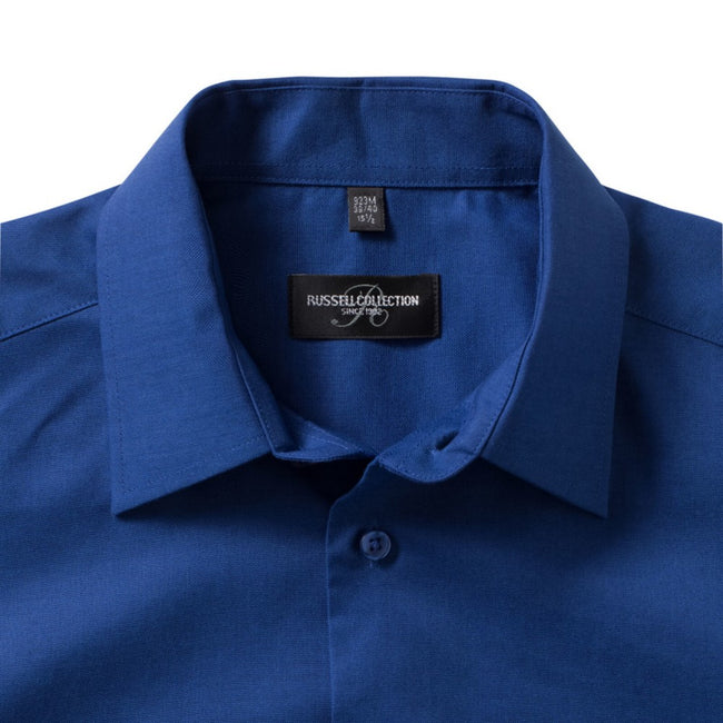 Kräftiges Königsblau - Lifestyle - Russell Collection Oxford Herren Hemd, Kurzarm, pflegeleicht