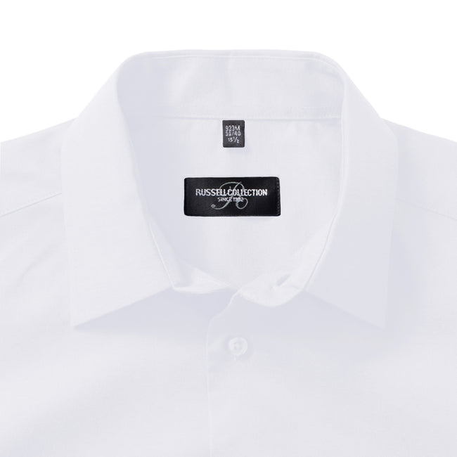 Weiß - Lifestyle - Russell Collection Oxford Herren Hemd, Kurzarm, pflegeleicht