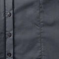 Grau - Pack Shot - Russell Collection Popelin Bluse - Hemd, Langarm, pflegeleicht, tailliert