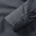 Grau - Close up - Russell Collection Popelin Bluse - Hemd, Langarm, pflegeleicht, tailliert