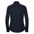 Marineblau - Back - Russell Collection Popelin Bluse - Hemd, Langarm, pflegeleicht, tailliert
