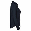Marineblau - Side - Russell Collection Popelin Bluse - Hemd, Langarm, pflegeleicht, tailliert