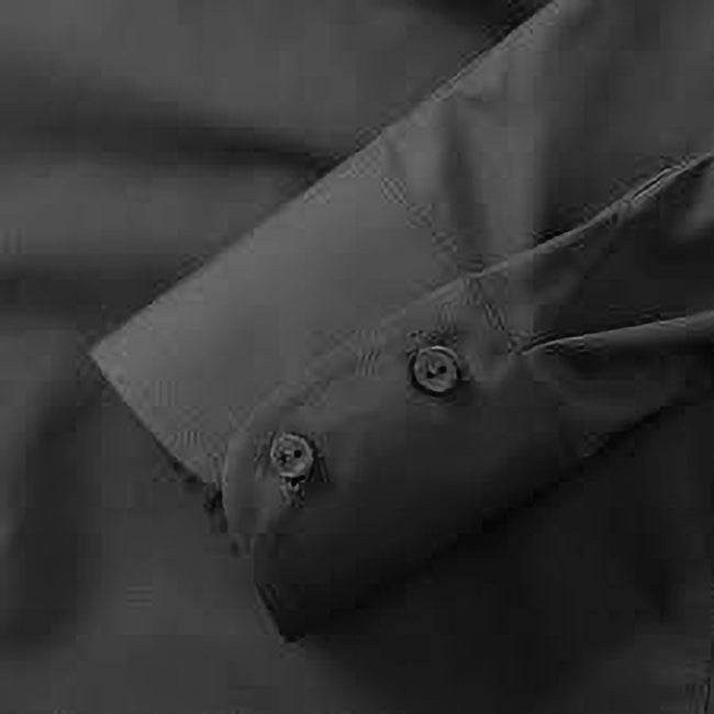 Schwarz - Lifestyle - Russell Collection Popelin Bluse - Hemd, Langarm, pflegeleicht, tailliert