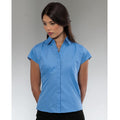 Business-Blau - Back - Russell Collection Easy Care Fitted Poplin Bluse, kurzarm