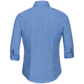Blau - Back - Russell Collection Popelin Bluse, pflegeleicht, tailliert, 3-4-Ärmel