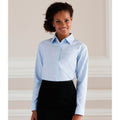Hellblau - Pack Shot - Russell Collection Easy Care Oxford Bluse, Langarm