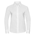 Weiß - Front - Russell Collection Easy Care Oxford Bluse, Langarm