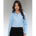 Hellblau - Back - Russell Collection Easy Care Oxford Bluse, Langarm