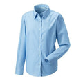 Hellblau - Side - Russell Collection Easy Care Oxford Bluse, Langarm