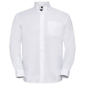 Weiß - Front - Russell Oxford Herren Hemd, langärmlig, pflegeleicht