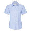 Oxford Blau - Front - Russell Collection Easy Care Oxford Bluse, Kurzarm