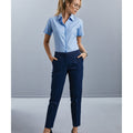 Oxford Blau - Side - Russell Collection Easy Care Oxford Bluse, Kurzarm