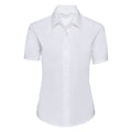 Weiß - Front - Russell Collection Easy Care Oxford Bluse, Kurzarm