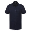 Helles Marineblau - Front - Russell Collection Oxford Herren Hemd, Kurzarm, pflegeleicht