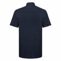 Helles Marineblau - Back - Russell Collection Oxford Herren Hemd, Kurzarm, pflegeleicht
