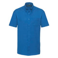 Oxford Blau - Front - Russell Collection Oxford Herren Hemd, Kurzarm, pflegeleicht