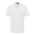 Weiß - Front - Russell Collection Oxford Herren Hemd, Kurzarm, pflegeleicht